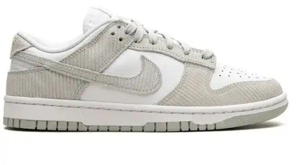 Nike Dunk Low Corduroy Sneakers 8 Gray White Lace Up Prep Minimalist